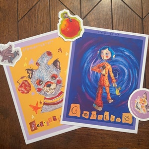 Halloween Art Print Duo- Fantastic Mr.Fox and Coraline