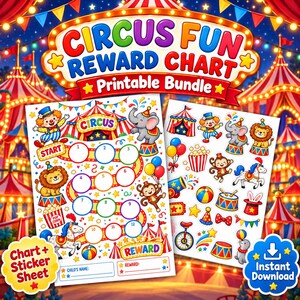 Circus Fun Reward Chart Printable | Carnival Sticker Chart for Kids  | Preschool Activity | Toddler Reward System | Instant Download