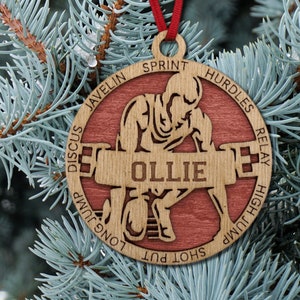 Personalized Track Wooden Sports Ornament