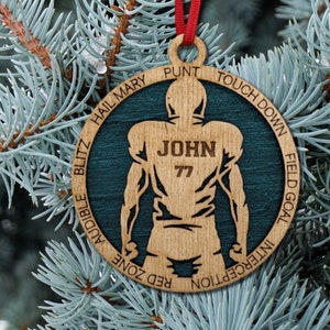 Personalized Football Wooden Sports Ornament