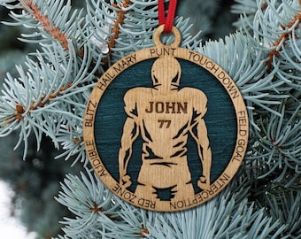 Personalized Football Wooden Sports Ornament