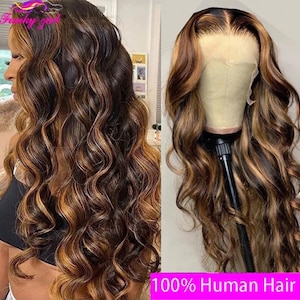 Highlight bodywave human hair wig