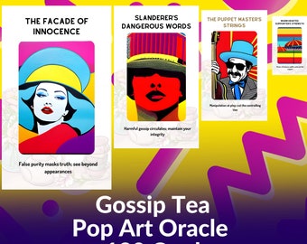 Gossip Tea Pop Art Oracle Underlying Issues Gossip Deck for Karmic, Friends and Acquaintances Energy 120 Cards