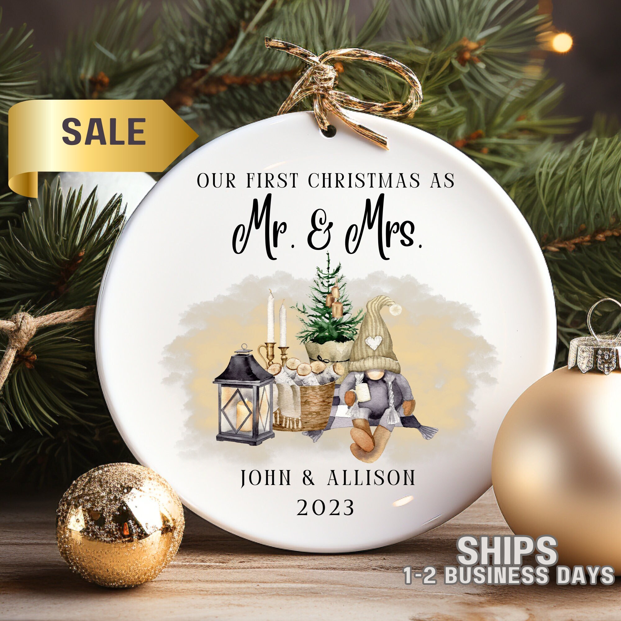 Our first christmas as mr and mrs ornament best sale