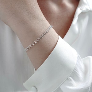 Double Layer Silver Bracelet | Sterling Silver | 925 Silver | Double Chain | Stacking Bracelet | Silver Chain Bracelet | Two Layer Bracelet