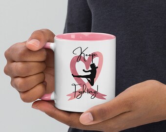 Breast Cancer Awareness Coffee Mug "Keep Fighting"  – a powerful symbol of resilience, strength, and support in the face of adversity