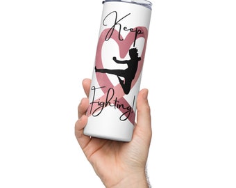Breast Cancer Awareness Tumbler "Keep Fighting" – a powerful symbol of resilience, strength, and support in the face of adversity.