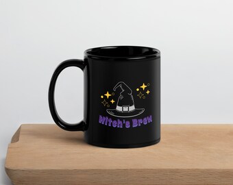 Witch's Brew Delight | Halloween Black Glossy Ceramic Mug