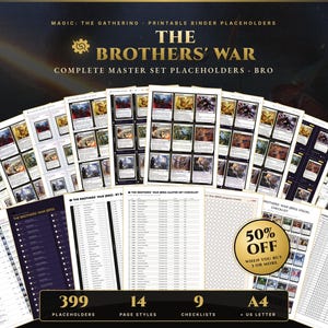 The Brothers' War (BRO) MTG Master Set Binder Placeholders + Checklist | All 399 EN Cards | Magic The Gathering Printable (Digital Download)