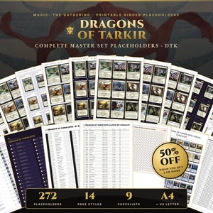 Dragons of Tarkir (DTK) MTG Master Set Binder Placeholders + Checklist | All 272 EN Cards | Magic The Gathering Printable (Digital Download)