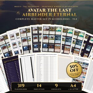 Avatar The Last Airbender Eternal (TLE) MTG Master Set Binder Placeholders + Checklist | All 319 EN Cards | Magic The Gathering Printable