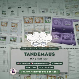 Tandemaus Master Set Binder Placeholders + Checklist | 11 EN + 11 JP Pokemon Cards + Cameos | Printable Inserts (Digital Download)