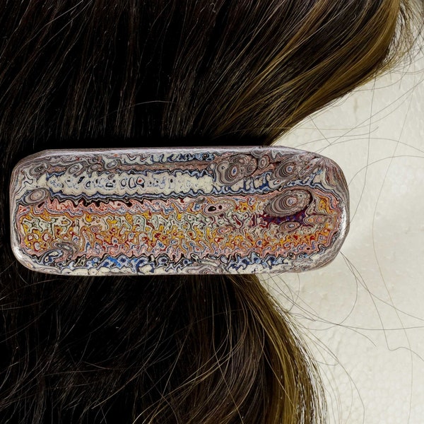 Genuine Kenworth Fordite - Metal Clasp - Automotive Paint - Fun-  Multi-Color - Hairclip - Barrette