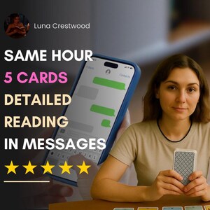 チャットタロット占い、5枚のカード、メッセージで即時間配信