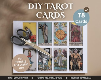 Baraja de Tarot Rider-Waite: 78 cartas imprimibles (descarga digital)
