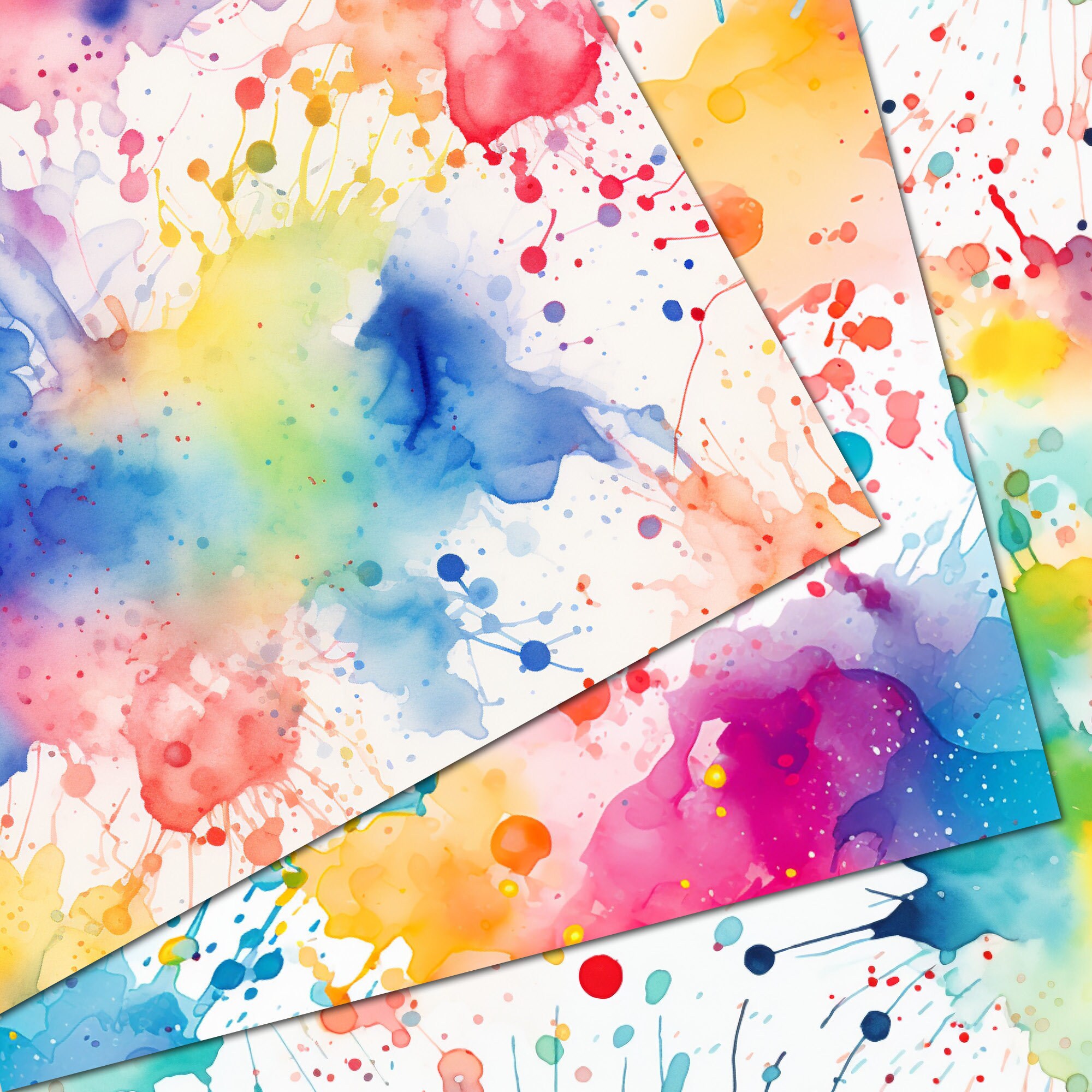 Watercolor Splash Digital Paper Set: 20 Colorful Seamless Patterns ...