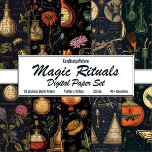Magic Rituals Digital Paper Set: 20 Mystical Seamless Patterns ...