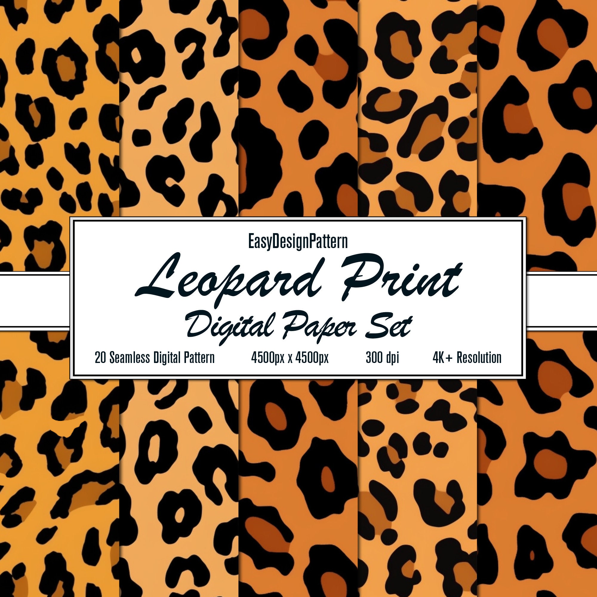Leopard Print Digital Paper Set: 20 Seamless Patterns for Arts & Crafts ...