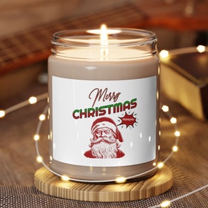 Merry Christmas Vintage Santa Claus Scented Soy Candle, 9oz, Christmas Candle, Holiday Candle, Santa Claus Candle, White Elephant Gift