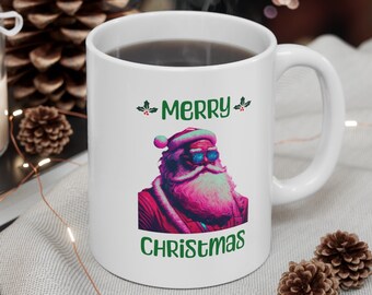 Merry Christmas Retro Santa Claus Ceramic Mug 11oz, Santa Claus Mug, Christmas Mug, Retro Santa Mug, Retro Santa Design
