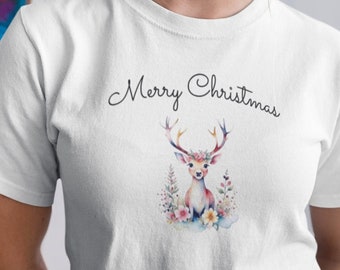 Merry Christmas Baby Reindeer Unisex Jersey Short Sleeve Tee, Christmas Shirt, Reindeer T Shirt, Cute Christmas T-Shirt, Reindeer Tee