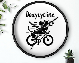 Funny Doxycycline Wall Clock, Pharmacist Gift, Veterinarian Gift, Pharmacy Tech, Vet Tech, Pharmacy School Gift, Dachshund Clock