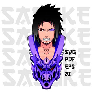 Premium Uchiha Sasuke Anime Layered SVG, Anime Vector, Gotowe do druku, Cricut, DTF, DTG, Sublimacja i techniki sitodruku