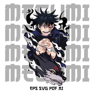 Premium Megumi Fushiguro Anime Layered SVG, Anime Vektor, bereit für Druck, Cricut, DTF, DTG, Sublimations- und Siebdrucktechniken