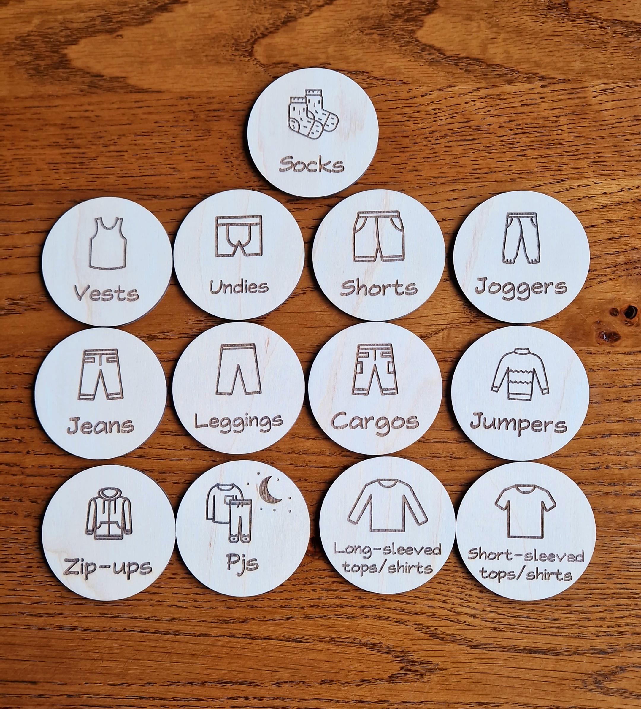 Personalised Wardrobe Labels, Wooden Discs, Storage, Decor, Children's ...