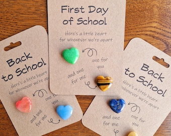 First Day of School Pocket Hug, Starting School, Children's Anxiety Gift, Cute Keepsake, Crystal Heart, Thinking of You, Gemstone, Hug Token