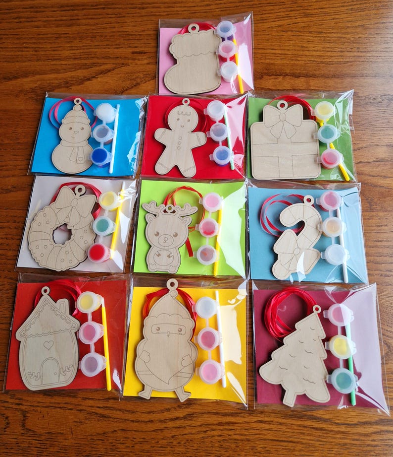 Christmas Paint Your Own Decoration, Kids Craft Kit, Xmas Eve Box, Children's Activity, Party Bag Favour, Stocking Filler, School Class image 1
