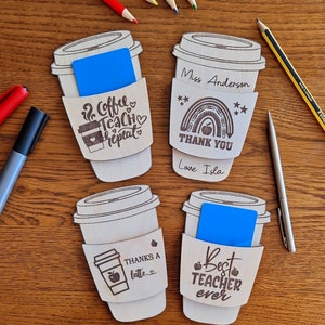 Personalised Teacher Gift, Thank you, Gift Card Holder, End of Year, Present, Appreciation, Nursery, School Keepsake, Coffee Cup, Christmas