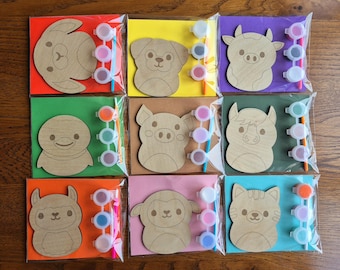 Paint Your Own Wooden Farm Animal Party Bag Filler, Kids Crafts, Party Favours, Children's Paint Set, Activity kit, Birthday, Farm Theme