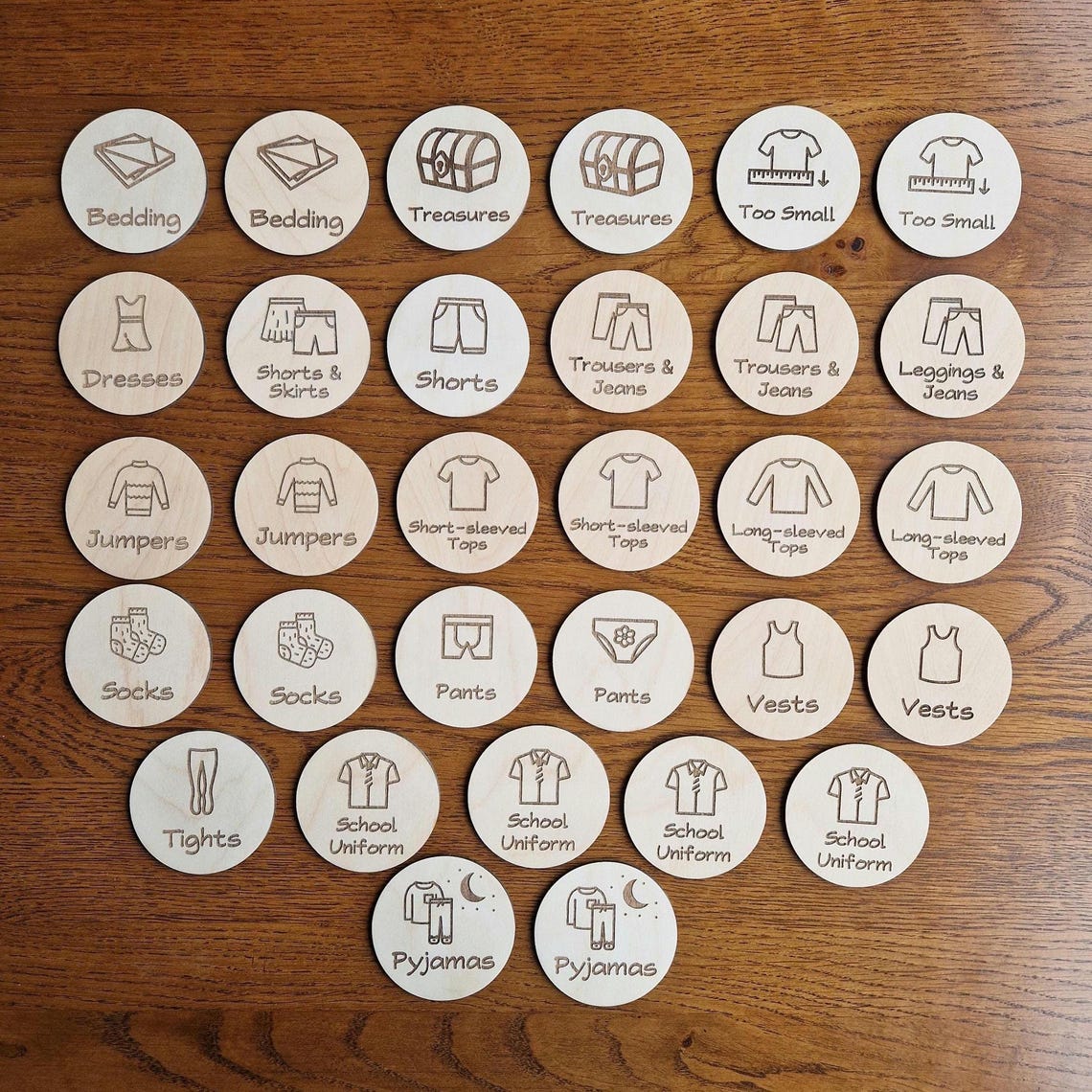 Type Wardrobe Label Personalised Wardrobe Labels, Wooden Discs, Storage, Decor, Children's ...