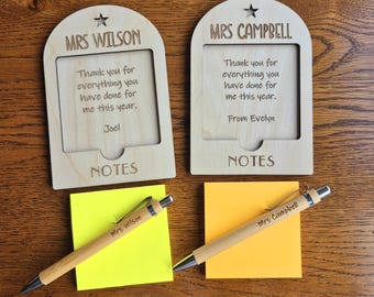 Personalised Teacher Gift, Thank you, Sticky Note Holder, End of Year Present, Appreciation, Nursery, School Keepsake, Male Gift, TA, Mentor