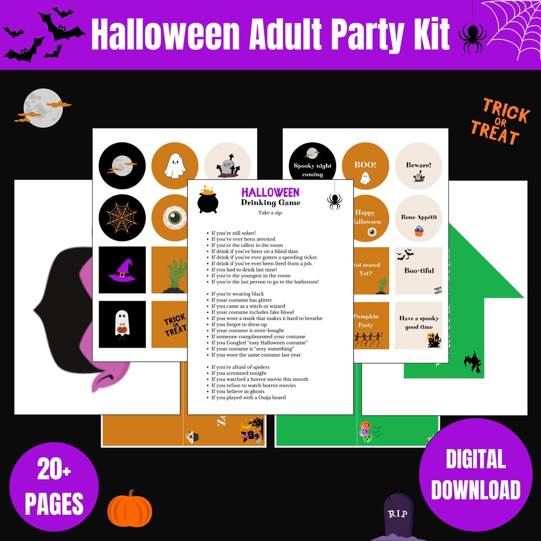 Spooky Essentials Spooky Soiree Essentials: Halloween Printable Kit for Adult Parties - Etsy