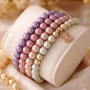 personalisiertes Magic Pearls Perlen Armband Inititiale Miracle 3D Leucht Beads reflektierend Buchstaben-Anhänger verschiedene Farbvarianten
