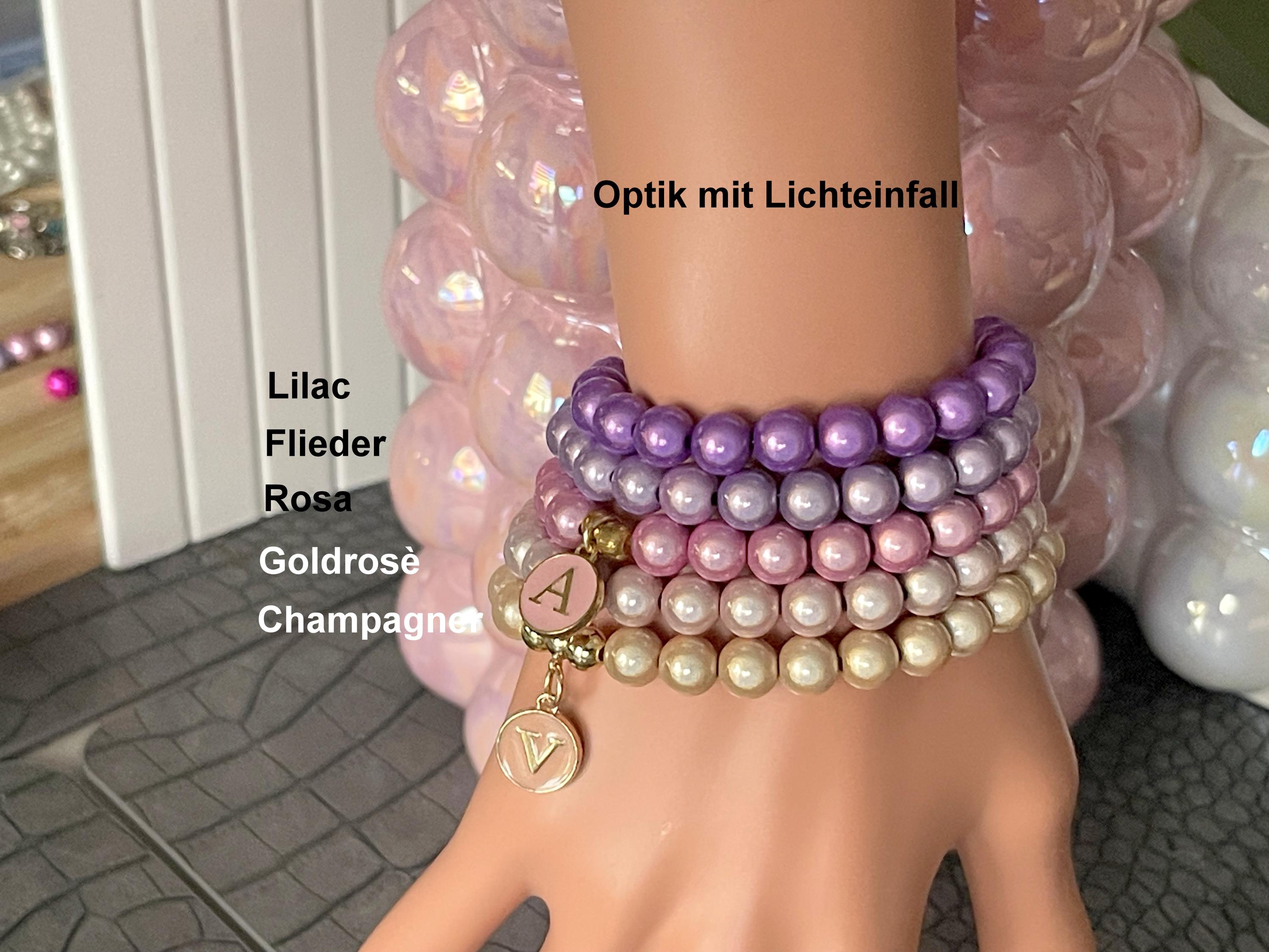 Personalisiertes Perlenarmband Mit Buchstabe - Sonnenstein & 18K Roségold