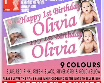 Pancarta de cumpleaños personalizada con foto, para cualquier edad, decoración para celebraciones
