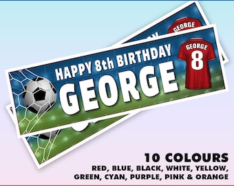 Personalized Football Birthday Banner - Soccer Party Decoration (Set of 2)