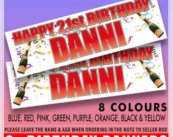 Personalized Birthday Banner, Any Name & Age, 36" Wide, Set of 2