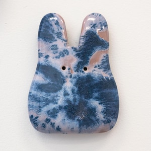 Purple Aster Ceramic Wall Bunny - Handmade Wall Sculpture