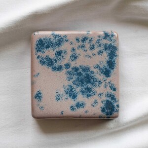 Purple Aster Ceramic Wall Checker Tile - Handmade Stoneware Art