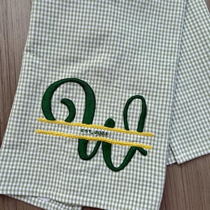 カスタマイズ可能なタオル、モノグラムの刺繍入りティータオル、チェック柄コットンディッシュクロス、結婚祝い、記念日のギフト、キッチンの装飾