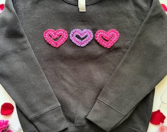 Personalized Heart Toddler Sweatshirt Embroidered Cotton Crewneck Cute Kids Sweater Gift for Baby and Girls