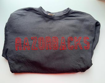 Custom Arkansas Hogs Chain Stitch Sweatshirt Embroidered College Team Spirit Sweater Game Day Apparel for Fans and Students