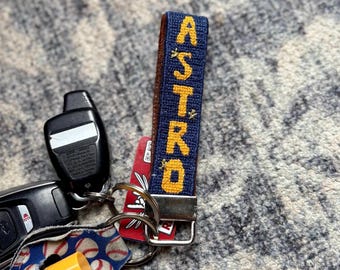 Custom Embroidered Pet Name Keychain Wristlet Genuine Leather Keychain Personalized Dog Mom Gift Handmade Pet Loss Memorial Pet Lover Tag