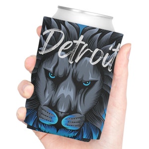 Detroit Michigan Can Cooler Holder, Regular or Slim Can, Lions Football Gift for Him, Her or Coach.  Perfect Detroit Grit Beer Holder.