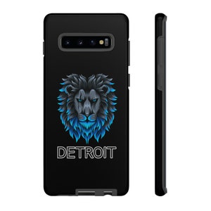 Apple iPhone, Samsung Galaxy, and Google Pixel Matte or Glossy Black Phone Case for Detroit Michigan Football Fans of Lions. One Pride!