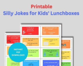 Printable Lunchbox Jokes for Kids, Back to School Notes, Cute Silly Love Notes for Kids, Funny Lunch Bag Cards, Instant Digital Download PDF